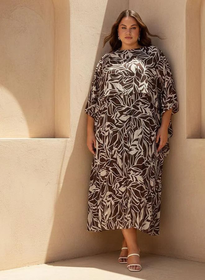 Ulla Popken Ulla Popken A-line Maxi Dress with Cape